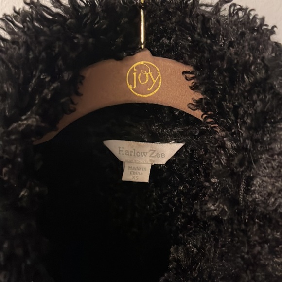 Luxury Chic Croc Print Faux Leather Moto Jacket Sherpa Trimmed/Lined XS Black - Picture 2 of 10